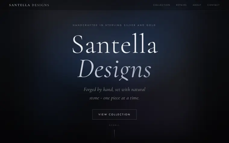 Screenshot of the Santella Designs website